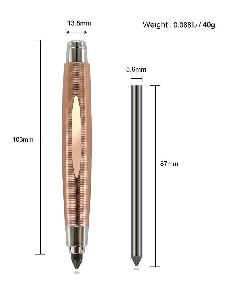 WSD Sketch Up 5.6mm Mechanical Pencil Mechanical Clutch with Built Sharpener (Gold) - Image 2